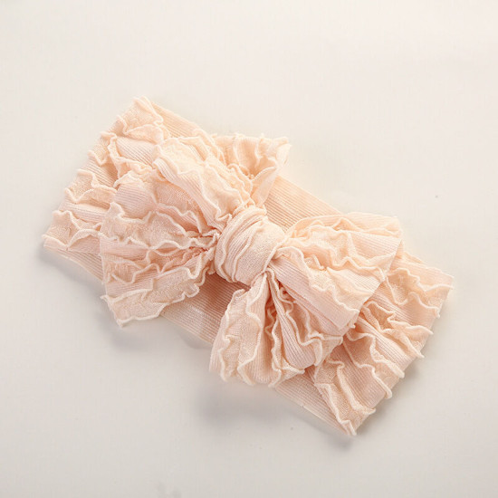 MOQ 2PCS Solid Color Ruffle Trim Bow Baby Headband   