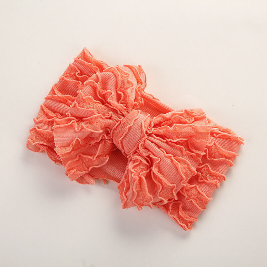 MOQ 2PCS Solid Color Ruffle Trim Bow Baby Headband   