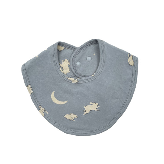 Baby Cartoon Rabbit Moon Printed Buttons Waterproof Soft Bibs  Accessories Vendors   