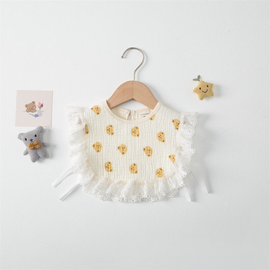 Newborn Rainbow Animal Print Lace Trim Bibs  Accessories Vendors   