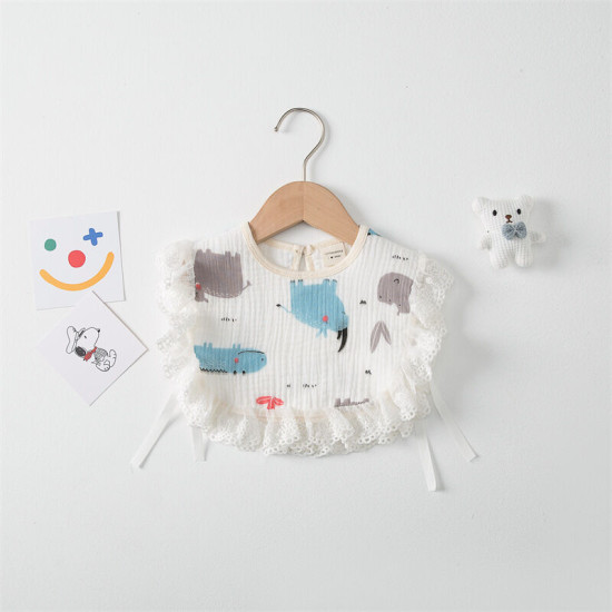 Newborn Rainbow Animal Print Lace Trim Bibs  Accessories Vendors   