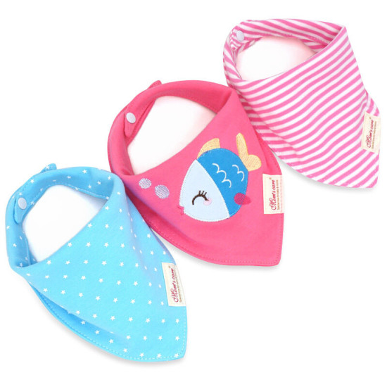 3-Pack Cartoon Triangular Scarf Newborn Baby Bibs  Accessories Vendors   