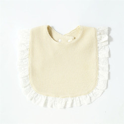 Newborn Cotton Waffle Ruffled Lace Bib Baby Accessories    