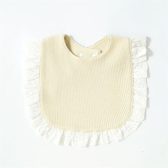 Newborn Cotton Waffle Ruffled Lace Bib Baby Accessories    