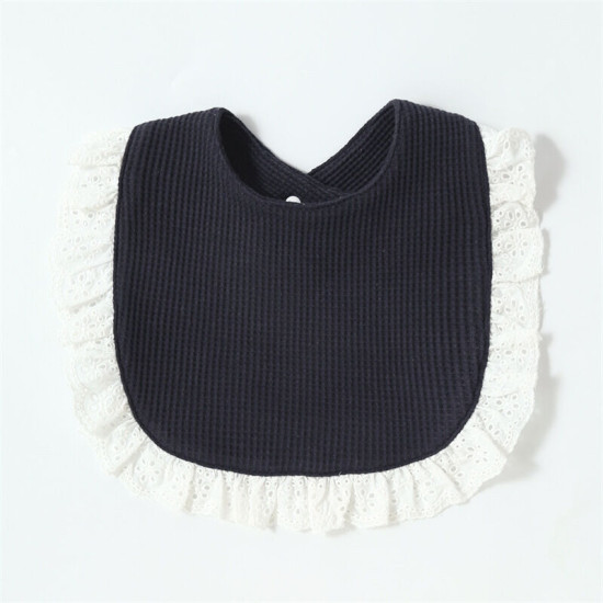 Newborn Cotton Waffle Ruffled Lace Bib Baby Accessories    