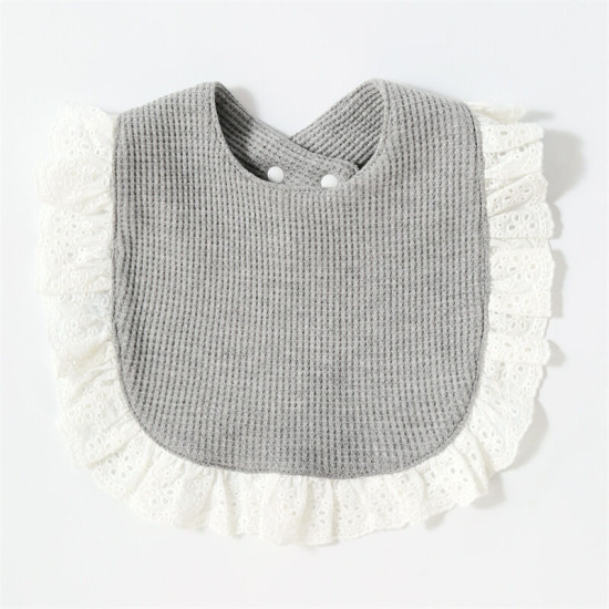 Newborn Cotton Waffle Ruffled Lace Bib Baby Accessories    