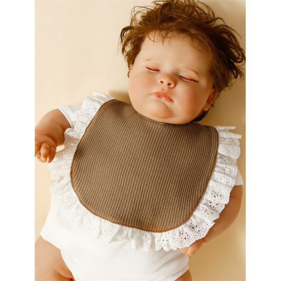 Newborn Cotton Waffle Ruffled Lace Bib Baby Accessories    