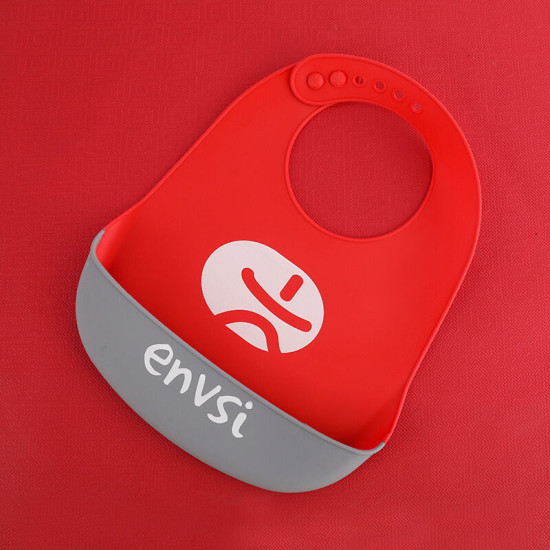 MOQ 3PCS Baby Cartoon Letter Silicone Bib Waterproof Saliva Pocket   