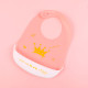 MOQ 3PCS Baby Cartoon Letter Silicone Bib Waterproof Saliva Pocket   
