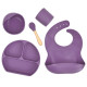 5-Pack Solid Color Toddler Silicone Sets Bib & Dinner Plate & Bowl & Cup & Spoon   