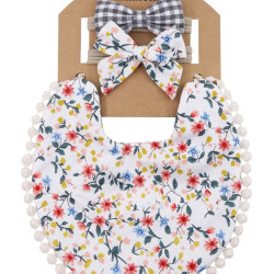 3 Pack Floral Printed Bib With Headband 210422886  