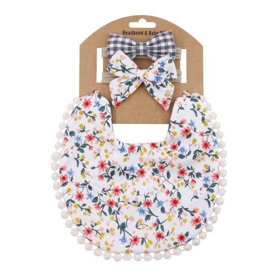 3 Pack Floral Printed Bib With Headband 210422886  