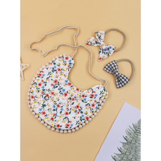 3 Pack Floral Printed Bib With Headband 210422886  