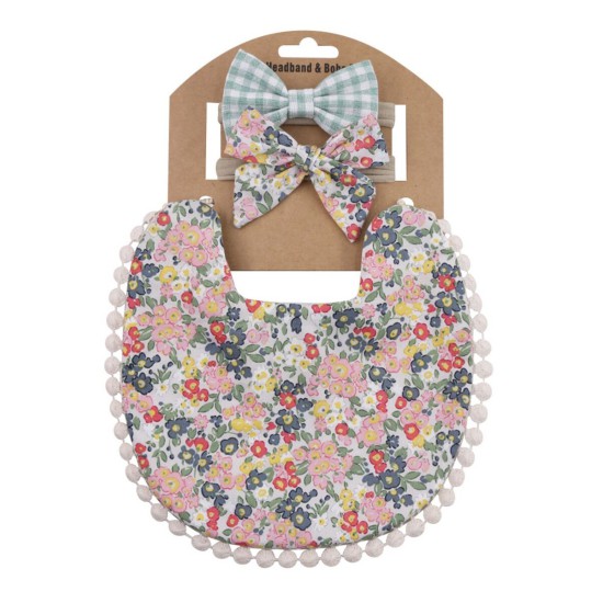 3 Pack Floral Printed Bib With Headband 210422886  