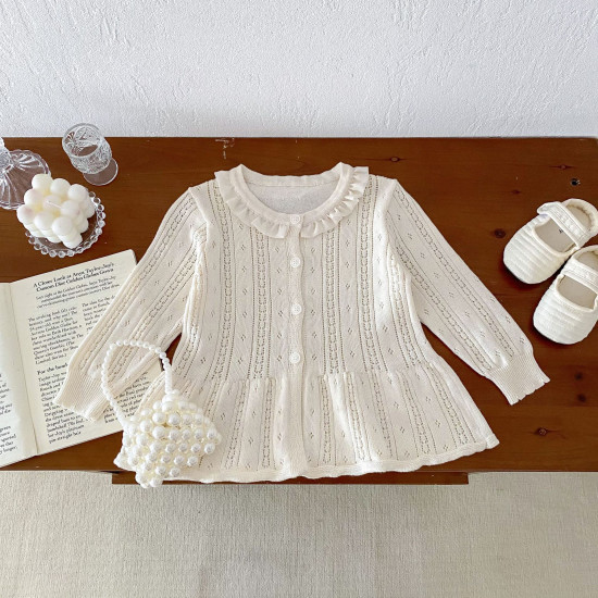 3-24M Baby Girls Knitted Hollow Cotton Gauze Cardigan  Baby Clothes   