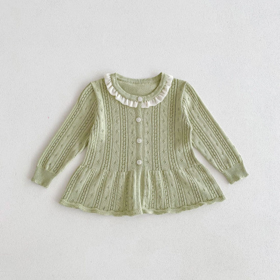 3-24M Baby Girls Knitted Hollow Cotton Gauze Cardigan  Baby Clothes   