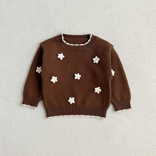 3-24M Baby Knitted Hand-Embroidered Floral Sweater Cardigan  Baby Clothes   