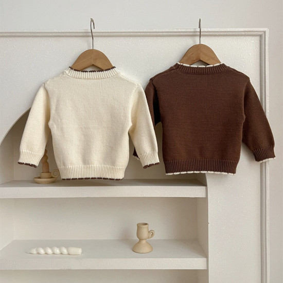 3-24M Baby Knitted Hand-Embroidered Floral Sweater Cardigan  Baby Clothes   