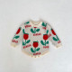 3-24M Baby Floral Jacquard Knit Long Sleeves Bodysuit  Baby Clothing   