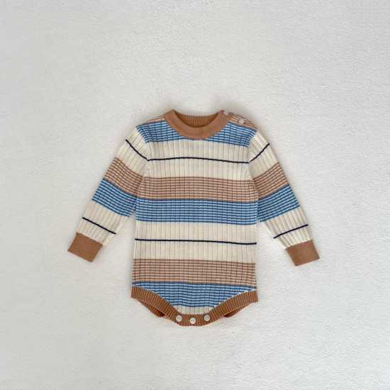 3-18M Baby Girls Striped Crew Neck Long Sleeve Bodysuit  Baby Clothing   
