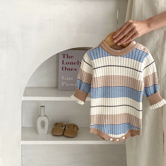 3-18M Baby Girls Striped Crew Neck Long Sleeve Bodysuit  Baby Clothing   