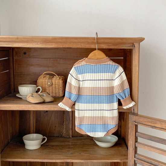 3-18M Baby Girls Striped Crew Neck Long Sleeve Bodysuit  Baby Clothing   