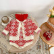 3-24M Baby Red Jacquard Knitted Cardigan Or Bodysuit  Baby Clothing   