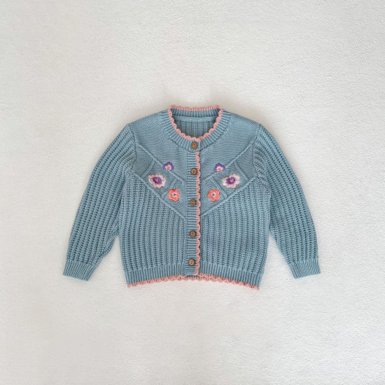 3-24M Baby Floral Embroidery Knitted Cardigan Or Bodysuit  Baby Clothing   