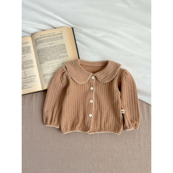 3-24M Baby Girls Contrasting Lapel Long-Sleeved Cardigan Jacket  Baby Clothing   