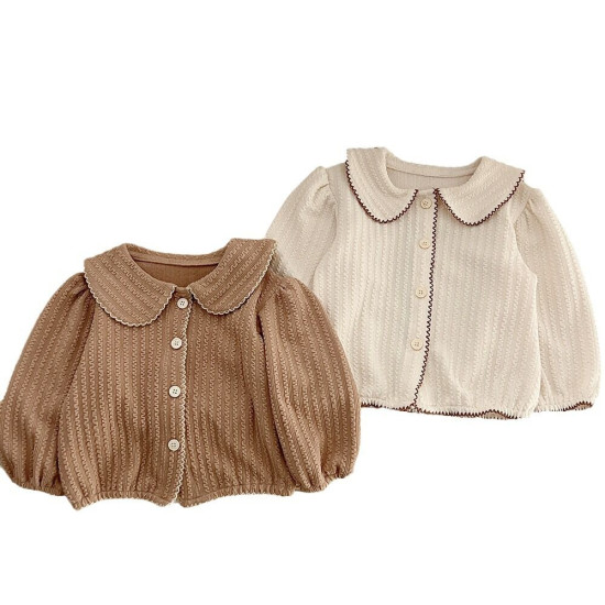 3-24M Baby Girls Contrasting Lapel Long-Sleeved Cardigan Jacket  Baby Clothing   