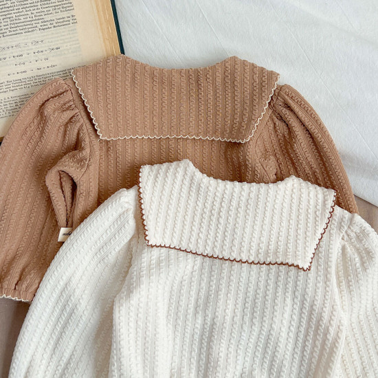 3-24M Baby Girls Contrasting Lapel Long-Sleeved Cardigan Jacket  Baby Clothing   