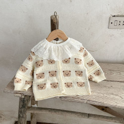 3-24M Baby Embroidered Bear Sweater Cardigan  Baby Clothes   