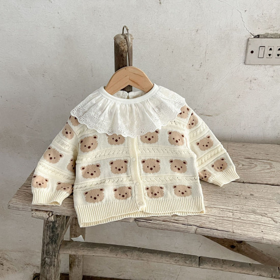 3-24M Baby Embroidered Bear Sweater Cardigan  Baby Clothes   