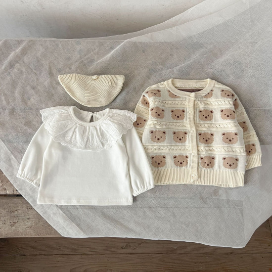 3-24M Baby Embroidered Bear Sweater Cardigan  Baby Clothes   
