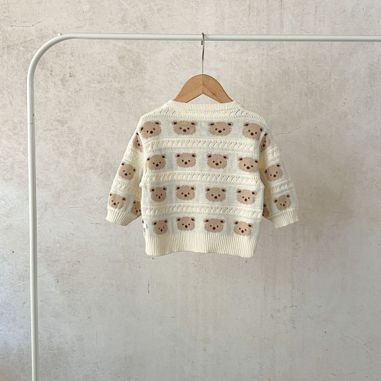 3-24M Baby Embroidered Bear Sweater Cardigan  Baby Clothes   