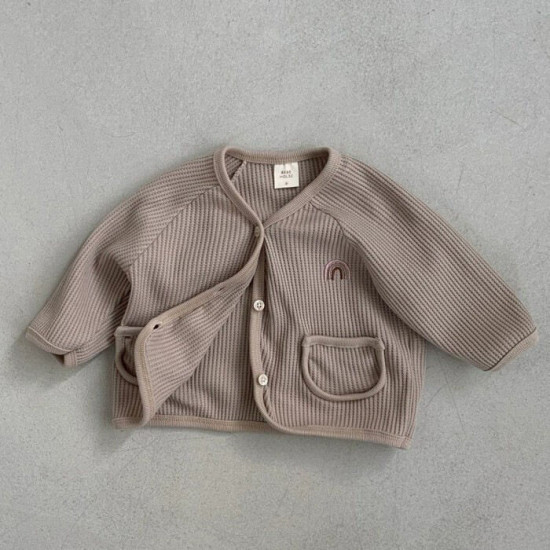 3-24M Baby Waffle Casual Long Sleeve Rainbow Cardigan  Baby Clothes   