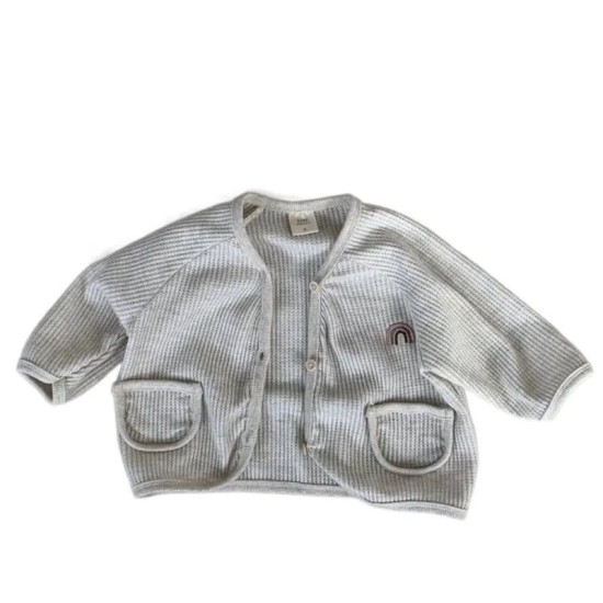 3-24M Baby Waffle Casual Long Sleeve Rainbow Cardigan  Baby Clothes   