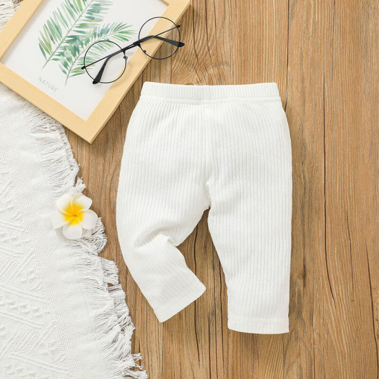 3-24M Baby Ribbed Solid Color Pants Three-Piece Set  Baby Clothes   