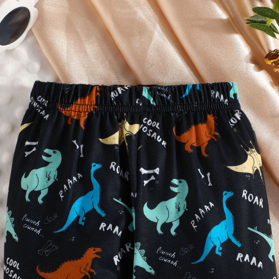 3-24M Baby Boys Dinosaur Print Three-Piece Pants Set  Baby Boutique Clothing   