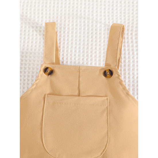6-24M Baby Boys Khaki Pocket Button Overalls With Hats  Baby Clothing   