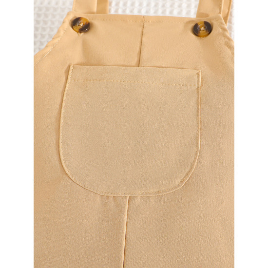 6-24M Baby Boys Khaki Pocket Button Overalls With Hats  Baby Clothing   