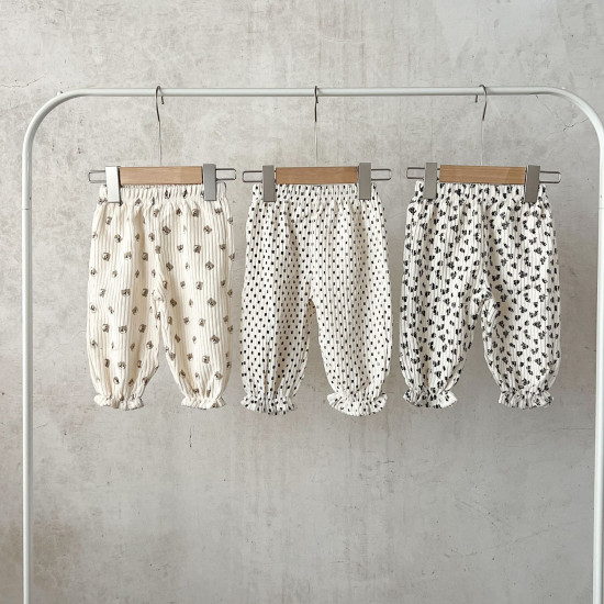 3-24M Baby Girls Corduroy Printed High Waist Pants  Baby Boutique Clothing   