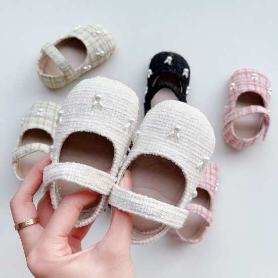 3-18M Baby Girls Pearl Rabbit Velcro Shoes  Accessories   
