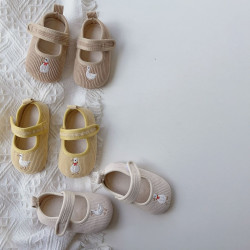 3-18M Baby Girls Velcro Duck Embroidered Soft Bottom Shoes  Accessories   