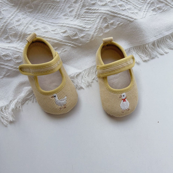 3-18M Baby Girls Velcro Duck Embroidered Soft Bottom Shoes  Accessories   