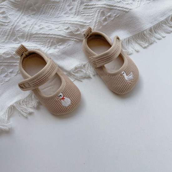 3-18M Baby Girls Velcro Duck Embroidered Soft Bottom Shoes  Accessories   