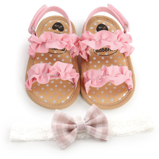 3-18M Baby Girls Polka Dot Soft Bottom Ruffled Sandals  Baby Shoes   