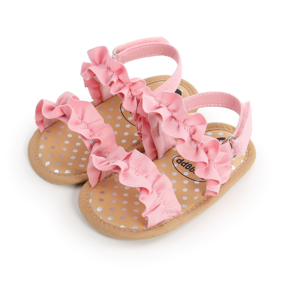 3-18M Baby Girls Polka Dot Soft Bottom Ruffled Sandals  Baby Shoes   