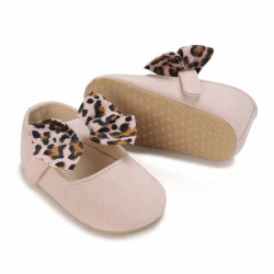 0-18M Baby Girls Leopard Print Bow Non-Slip Shoes  Accessories   