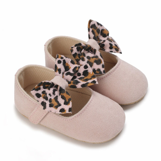 0-18M Baby Girls Leopard Print Bow Non-Slip Shoes  Accessories   